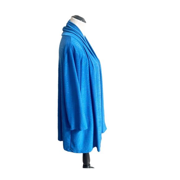 Croft & Barrow Blue Embroidered Wavy Design Cardigan Size 2X Lapel Collar - Picture 2 of 13